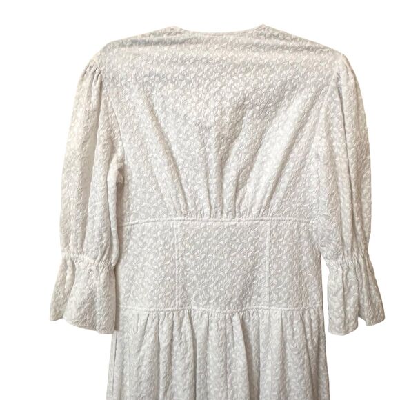 LA VIE REBECCA TAYLOR Leaf Embroidered Button Front Dress White XS - Picture 4 of 7